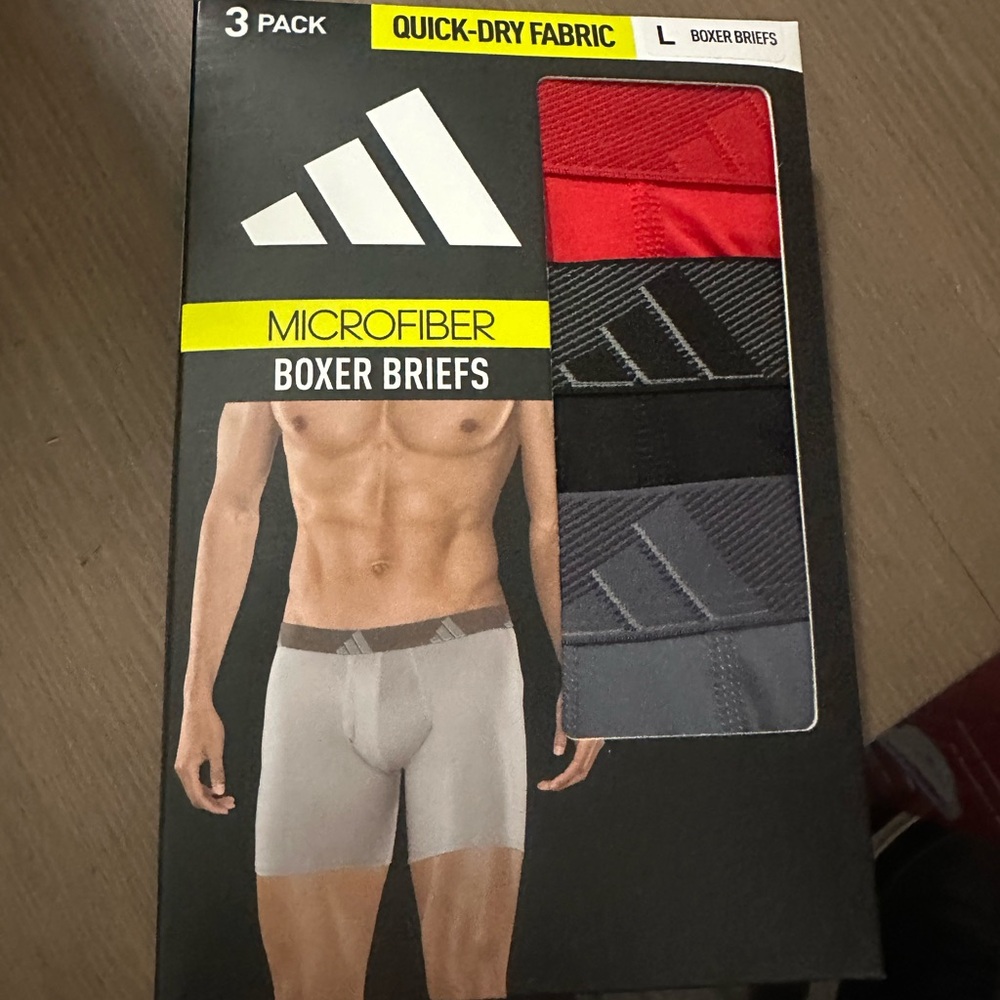 Adidas Men's Microfiber Boxer Briefs 3-Pack - Red, Black, Gray